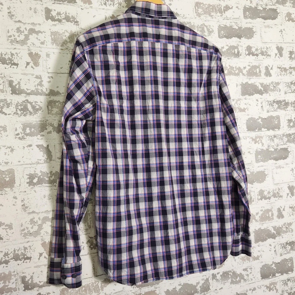 Banana Republic Slim Fit Plaid Long Sleeve Button Down Shirt Men's Medium Purple